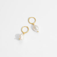 Casual Baroque Irregular Natural Pearl 925 Sterling Silver Dangling Earrings - KIAHMILLA