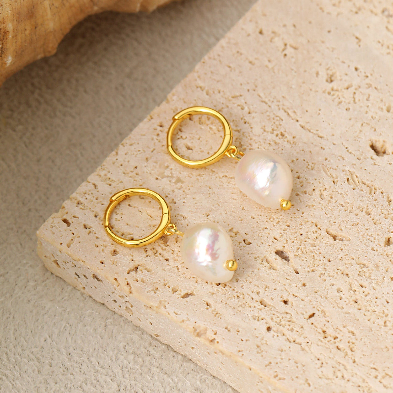 Casual Baroque Irregular Natural Pearl 925 Sterling Silver Dangling Earrings - KIAHMILLA