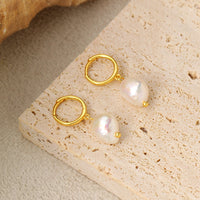 Casual Baroque Irregular Natural Pearl 925 Sterling Silver Dangling Earrings - KIAHMILLA