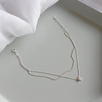 Casual Double Layers Rolo Chain Mini Star 925 Sterling Silver Anklet - KIAHMILLA