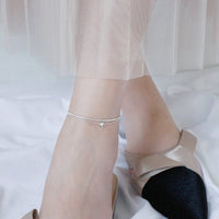 Casual Double Layers Rolo Chain Mini Star 925 Sterling Silver Anklet - KIAHMILLA