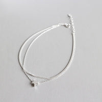 Casual Double Layers Rolo Chain Mini Star 925 Sterling Silver Anklet - KIAHMILLA