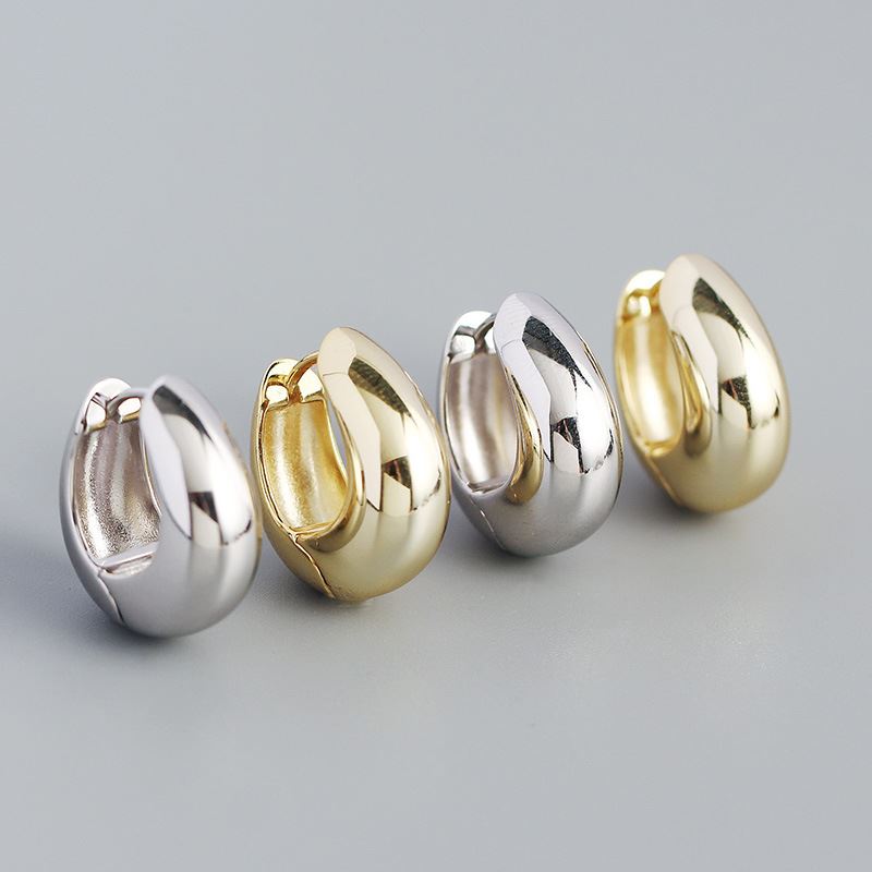 Casual Geometry Letter U Shape 925 Sterling Silver Hoop Earrings - KIAHMILLA
