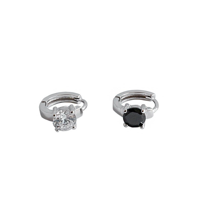 Casual Geometry Round CZ 925 Sterling Silver Hoop Earrings - KIAHMILLA