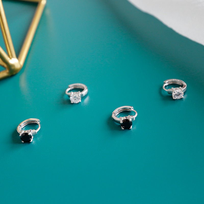Casual Geometry Round CZ 925 Sterling Silver Hoop Earrings - KIAHMILLA
