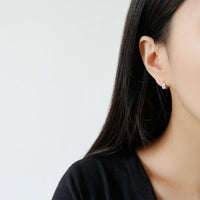Casual Geometry Round CZ 925 Sterling Silver Hoop Earrings - KIAHMILLA