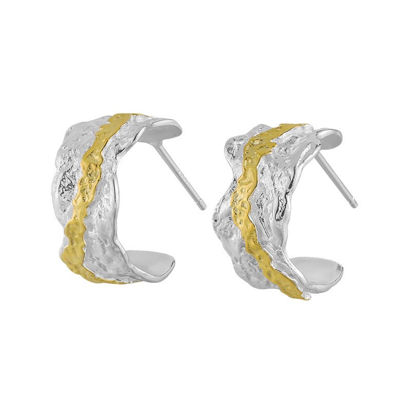 Casual Irregular C Shape 925 Sterling Silver Stud Earrings - KIAHMILLA