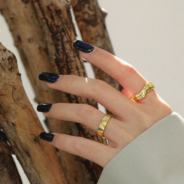 Casual Irregular Face 925 Sterling Silver Adjustable Ring - KIAHMILLA
