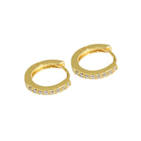 Casual Mini Geometry CZ Circle 925 Sterling Silver Huggie Hoop Earrings - KIAHMILLA