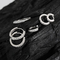 Casual Mini Geometry CZ Circle 925 Sterling Silver Huggie Hoop Earrings - KIAHMILLA
