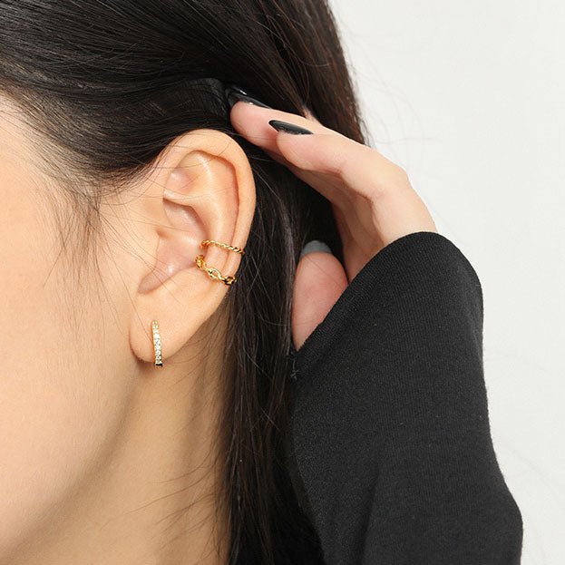 Casual Mini Geometry CZ Circle 925 Sterling Silver Huggie Hoop Earrings - KIAHMILLA