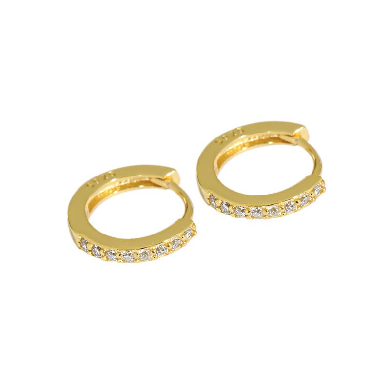 Casual Mini Geometry CZ Circle 925 Sterling Silver Huggie Hoop Earrings - KIAHMILLA
