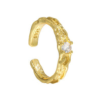 Casual Round CZ Irregular Surface 925 Sterling Silver Adjustable Ring - KIAHMILLA