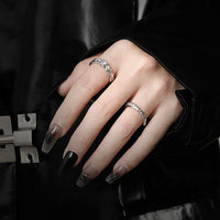 Casual Round CZ Irregular Surface 925 Sterling Silver Adjustable Ring - KIAHMILLA