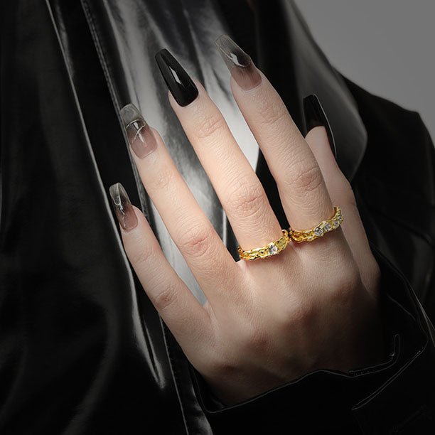 Casual Round CZ Irregular Surface 925 Sterling Silver Adjustable Ring - KIAHMILLA