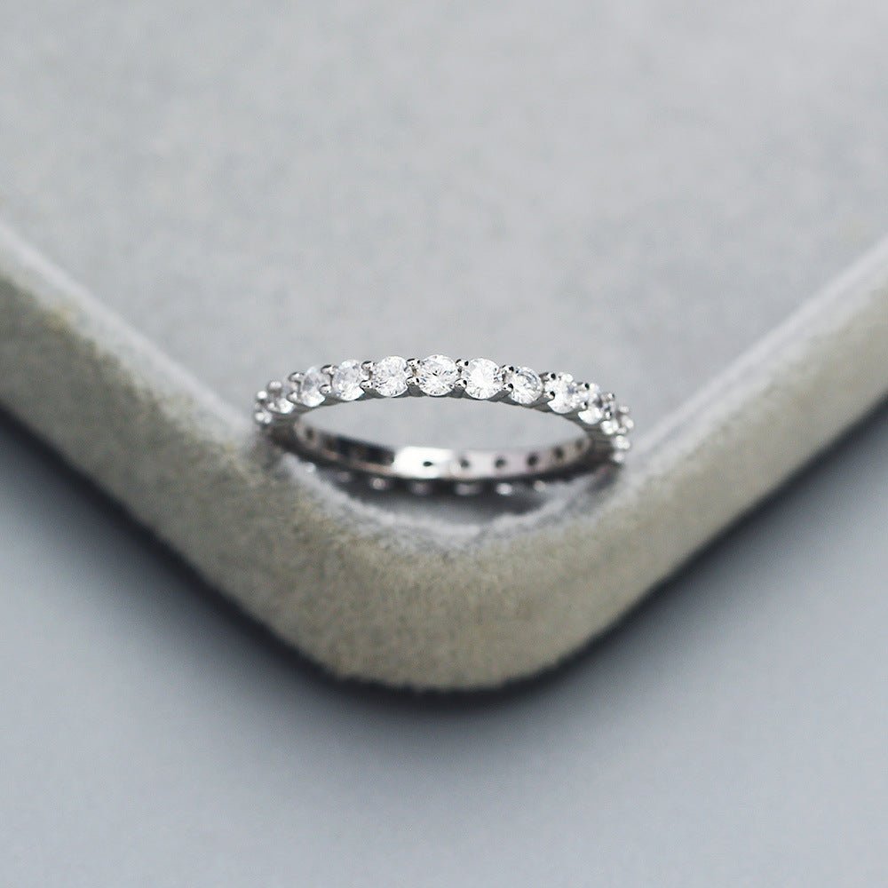 Casual Round CZ Lines 925 Sterling Silver Ring - KIAHMILLA