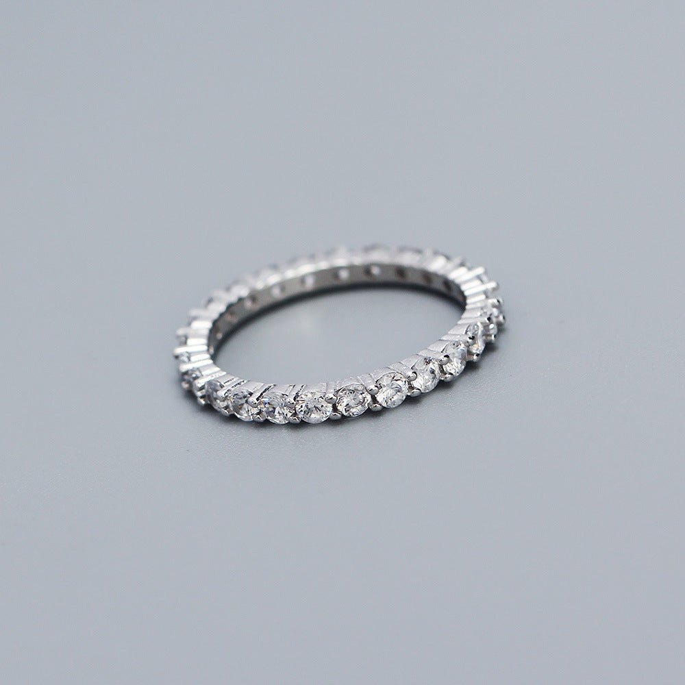 Casual Round CZ Lines 925 Sterling Silver Ring - KIAHMILLA