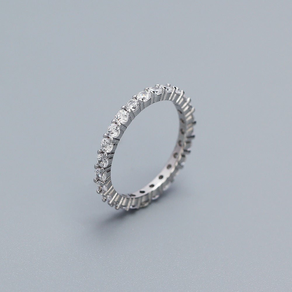Casual Round CZ Lines 925 Sterling Silver Ring - KIAHMILLA