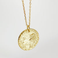 Casual Round Relief Brave Lion 925 Sterling Silver Necklace - KIAHMILLA