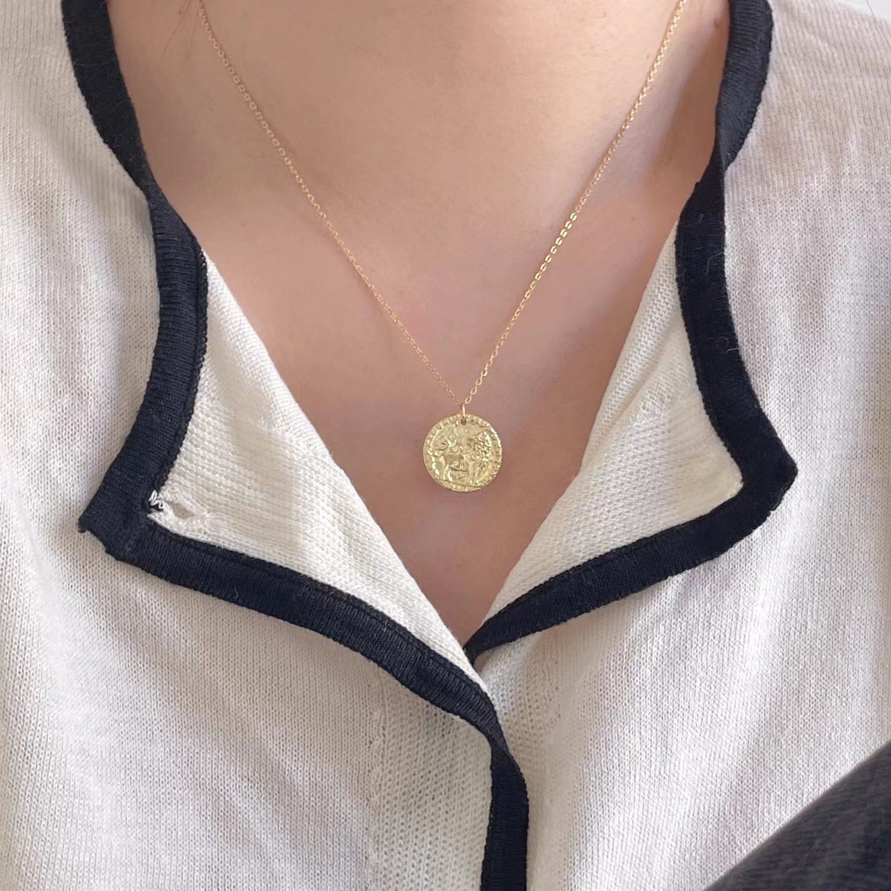 Casual Round Relief Brave Lion 925 Sterling Silver Necklace - KIAHMILLA