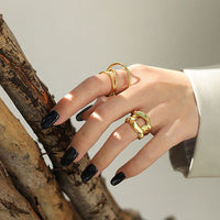 Casual Triple Layer Cross 925 Sterling Silver Adjustable Ring - KIAHMILLA