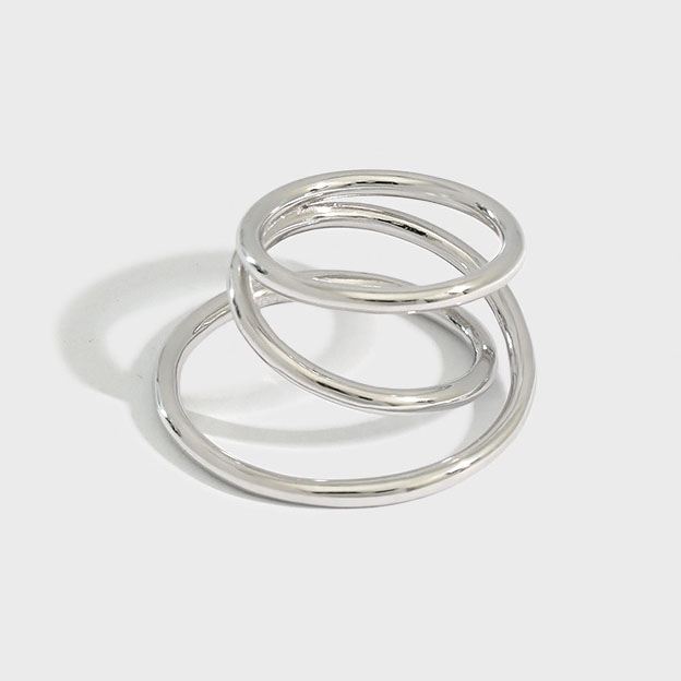 Casual Triple Layer Cross 925 Sterling Silver Adjustable Ring - KIAHMILLA