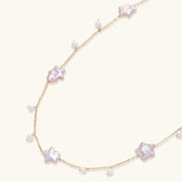 Celestial Pearl Stars Necklace featuring baroque pearls shaped like stars on gold vermeil chain.