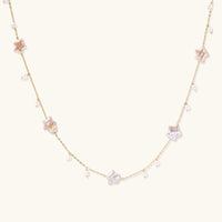 Celestial Pearl Stars Necklace featuring baroque pearls and 18K gold vermeil, perfect for celestial-themed style.