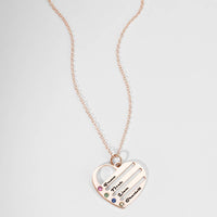 Engraved Heart Name Necklace Custom Family Birthstone Mom Necklace S925 Silver