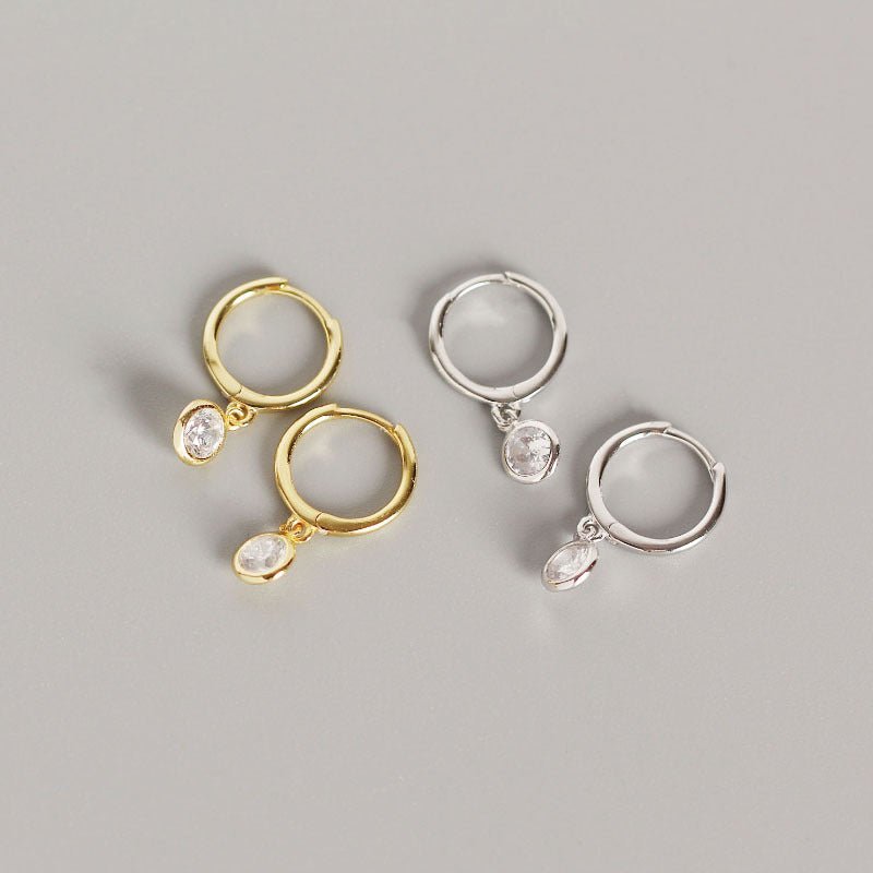 CHIC Circle Round CZ 925 Sterling Silver Hoop Earrings - KIAHMILLA