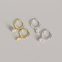 CHIC Circle Round CZ 925 Sterling Silver Hoop Earrings - KIAHMILLA