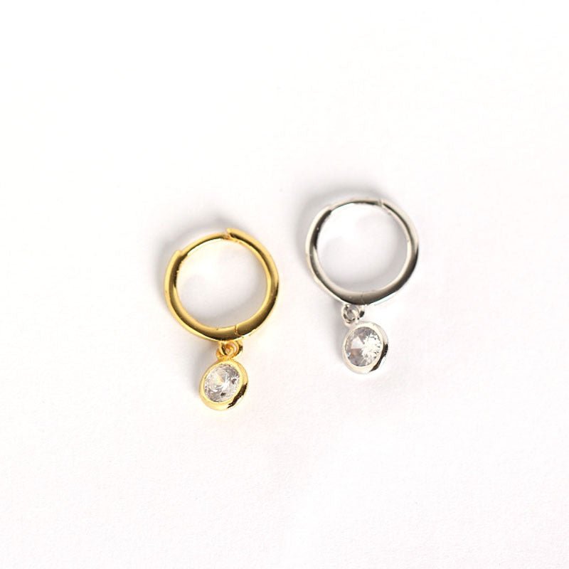 CHIC Circle Round CZ 925 Sterling Silver Hoop Earrings - KIAHMILLA