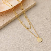 Choker Double Beads Chain Tag Coin 925 Sterling Silver Necklace - KIAHMILLA
