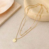 Choker Double Beads Chain Tag Coin 925 Sterling Silver Necklace - KIAHMILLA