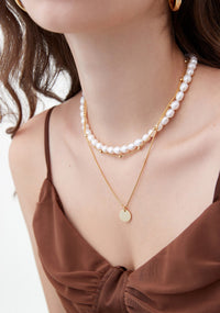 Choker Double Beads Chain Tag Coin 925 Sterling Silver Necklace - KIAHMILLA