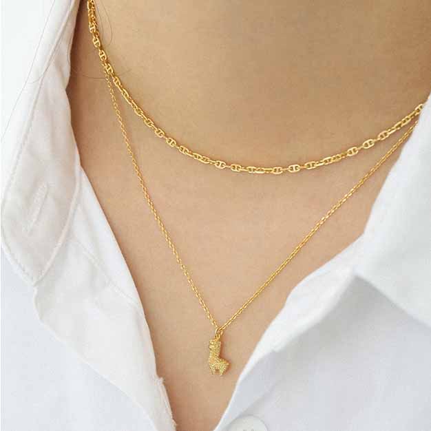 Choker Pig Nose 925 Sterling Silver Stacking Chain Necklace - KIAHMILLA