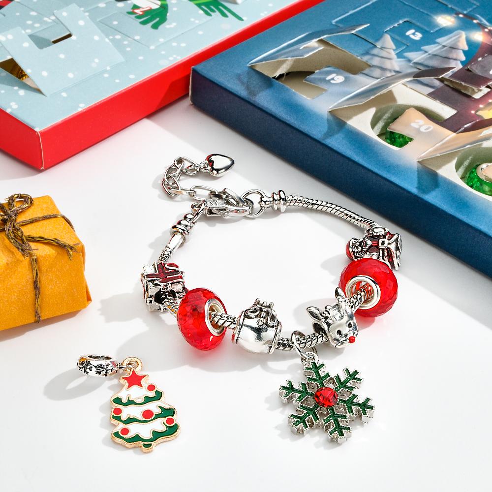 Christmas Charm Surprise Blind Box Charm Bracelet 24 Calendar Countdown Gift Box Bracelet DIY Charms - Coolpeacock