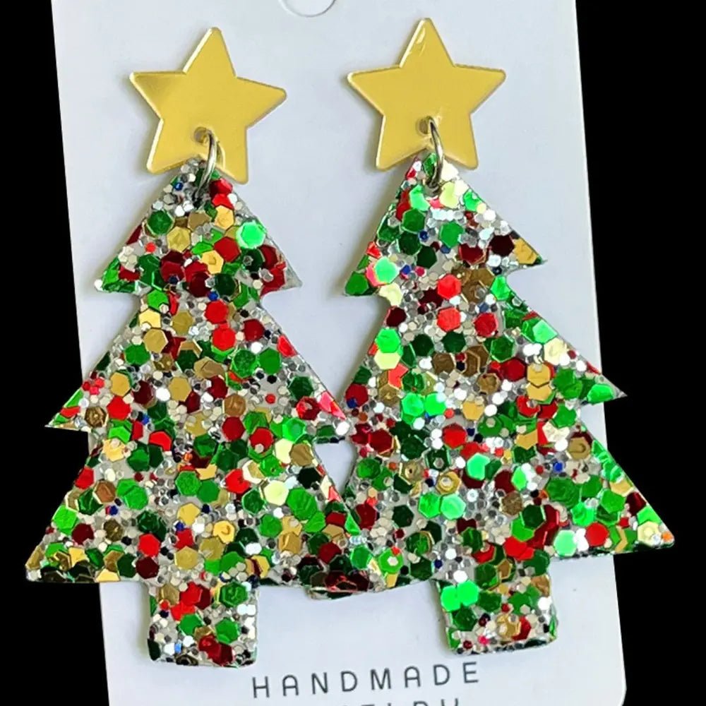 Christmas Tree Acrylic Dangle Earrings - Coolpeacock