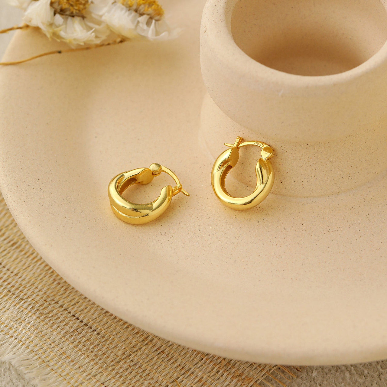 Classic Double Layers Cross 925 Sterling Silver Hoop Earrings - KIAHMILLA