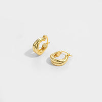 Classic Double Layers Cross 925 Sterling Silver Hoop Earrings - KIAHMILLA