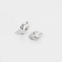 Classic Double Layers Cross 925 Sterling Silver Hoop Earrings - KIAHMILLA
