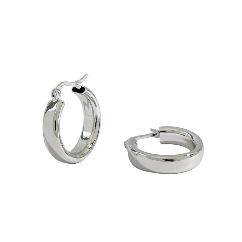 Classic Geometry Hollow Circle 925 Sterling Silver Huggie Hoop Earrings - KIAHMILLA