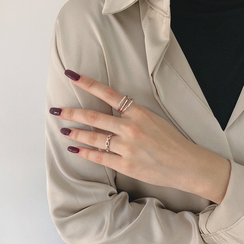 Classic Hollow Chain Fashion 925 Sterling Silver Adjustable Ring - KIAHMILLA