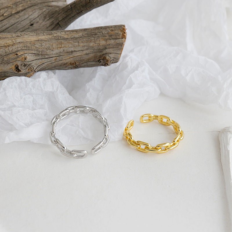 Classic Hollow Chain Fashion 925 Sterling Silver Adjustable Ring - KIAHMILLA