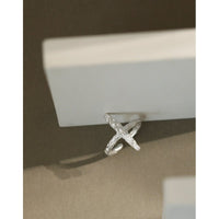 Classic Irregular Beaten Cross 925 Sterling Silver Adjustable Ring - KIAHMILLA