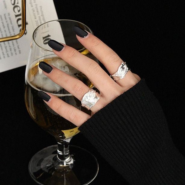 Classic Irregular Face 925 Sterling Silver Adjustable Ring - KIAHMILLA