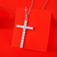 Classic Moissanite CZ Cross 925 Sterling Silver Necklace - KIAHMILLA