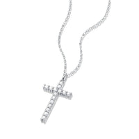 Classic Moissanite CZ Cross 925 Sterling Silver Necklace - KIAHMILLA