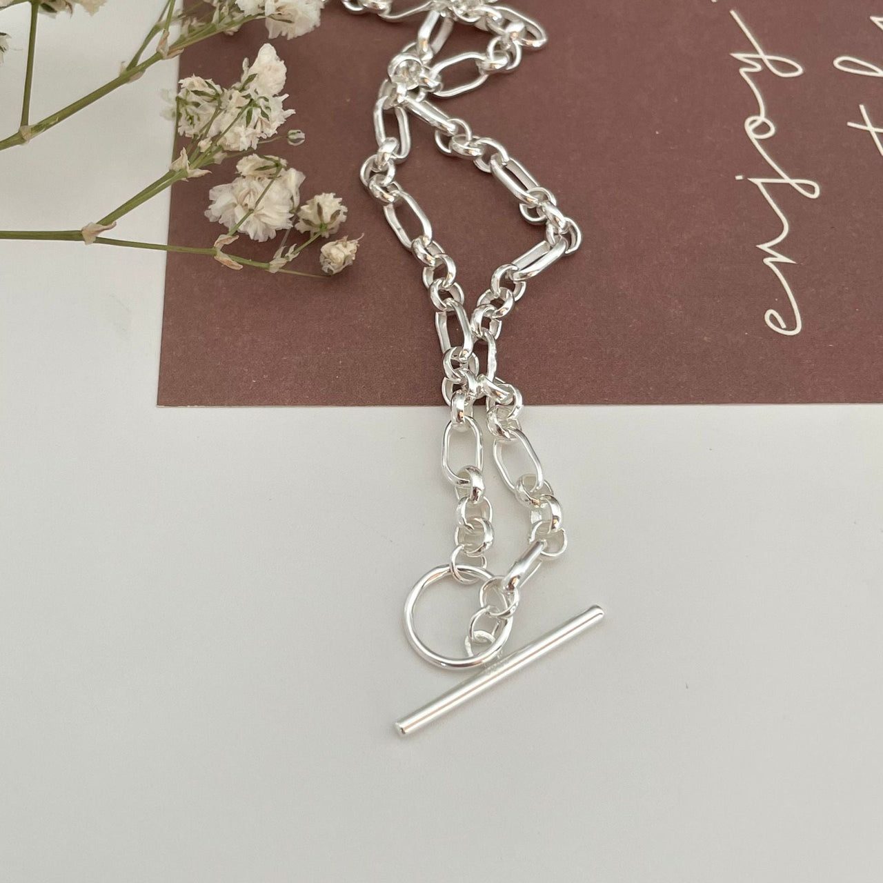 Classic OT Shape Office Curb Chain 925 Sterling Silver Necklace - KIAHMILLA