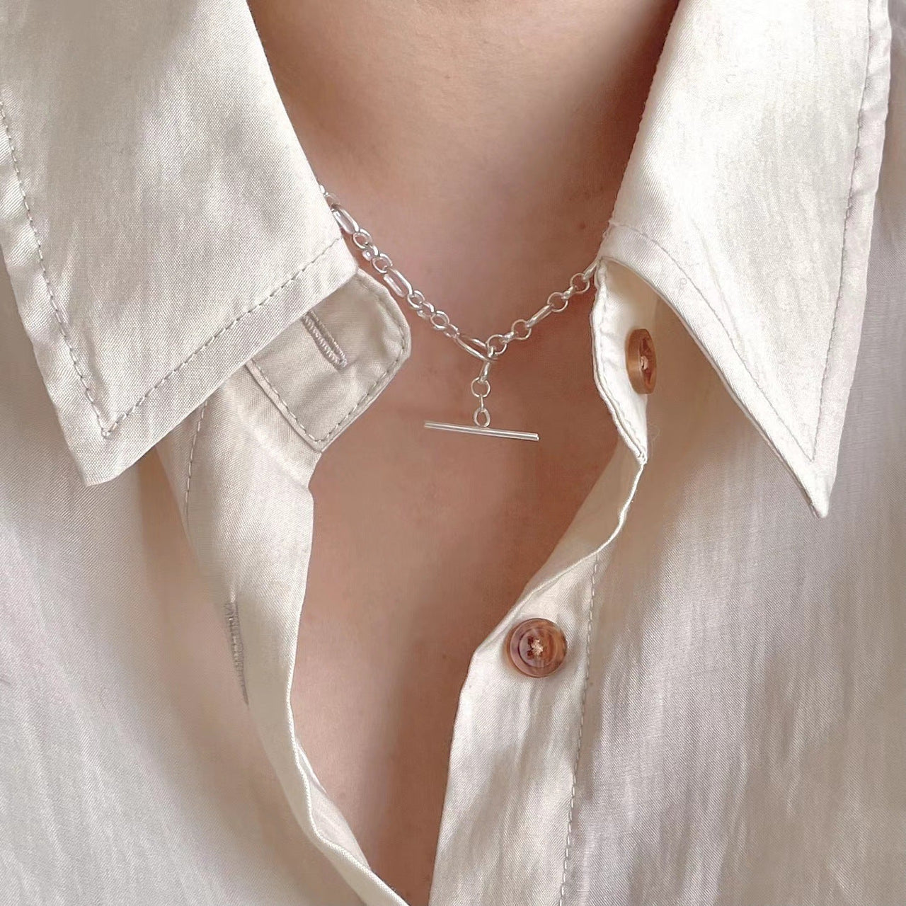 Classic OT Shape Office Curb Chain 925 Sterling Silver Necklace - KIAHMILLA